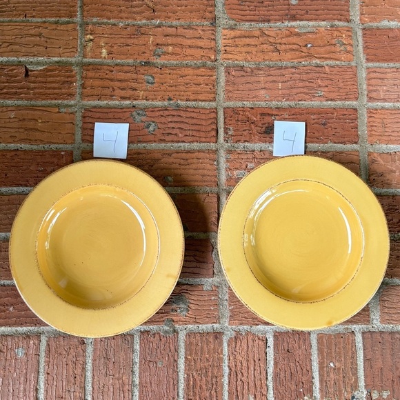 Set of 2 Pier 1 Toscana Gold Earthenware Wide Rim Soup or Pasta Bowls 9.5”W - Picture 1 of 7